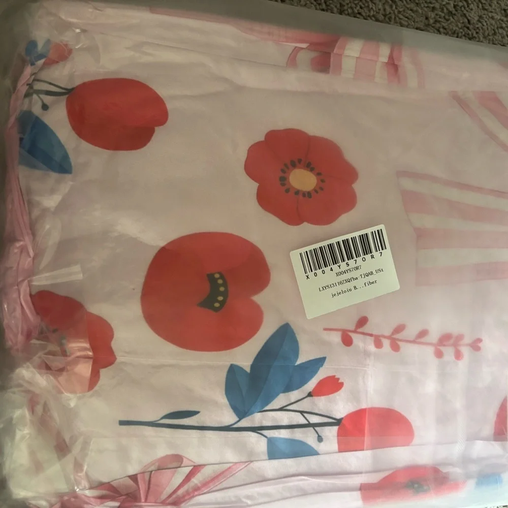 Pink Floral Bow Comforter Set - Kids Bedding